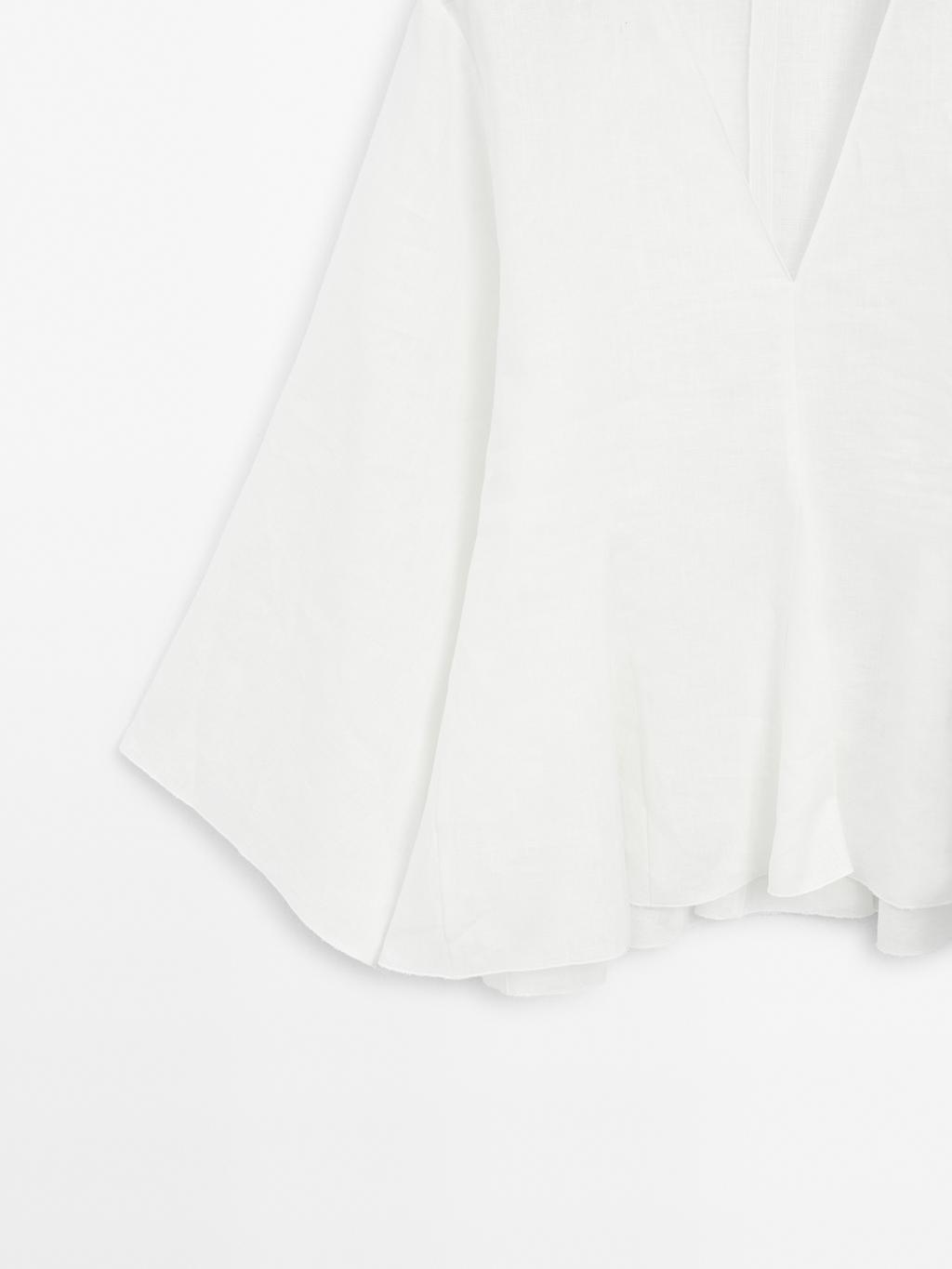 100% linen blouse with godet details - STUDIO