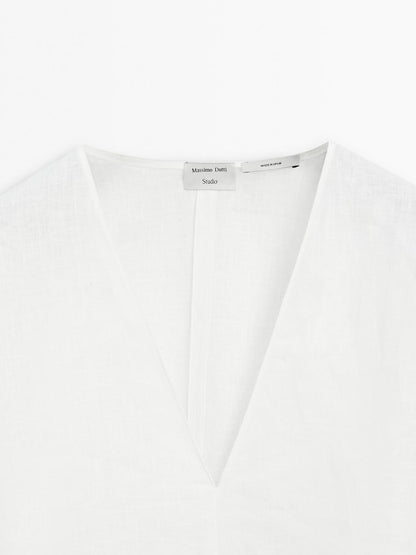 100% linen blouse with godet details - STUDIO