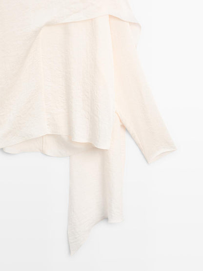 Flowing satin blouse with wraparound collar - STUDIO