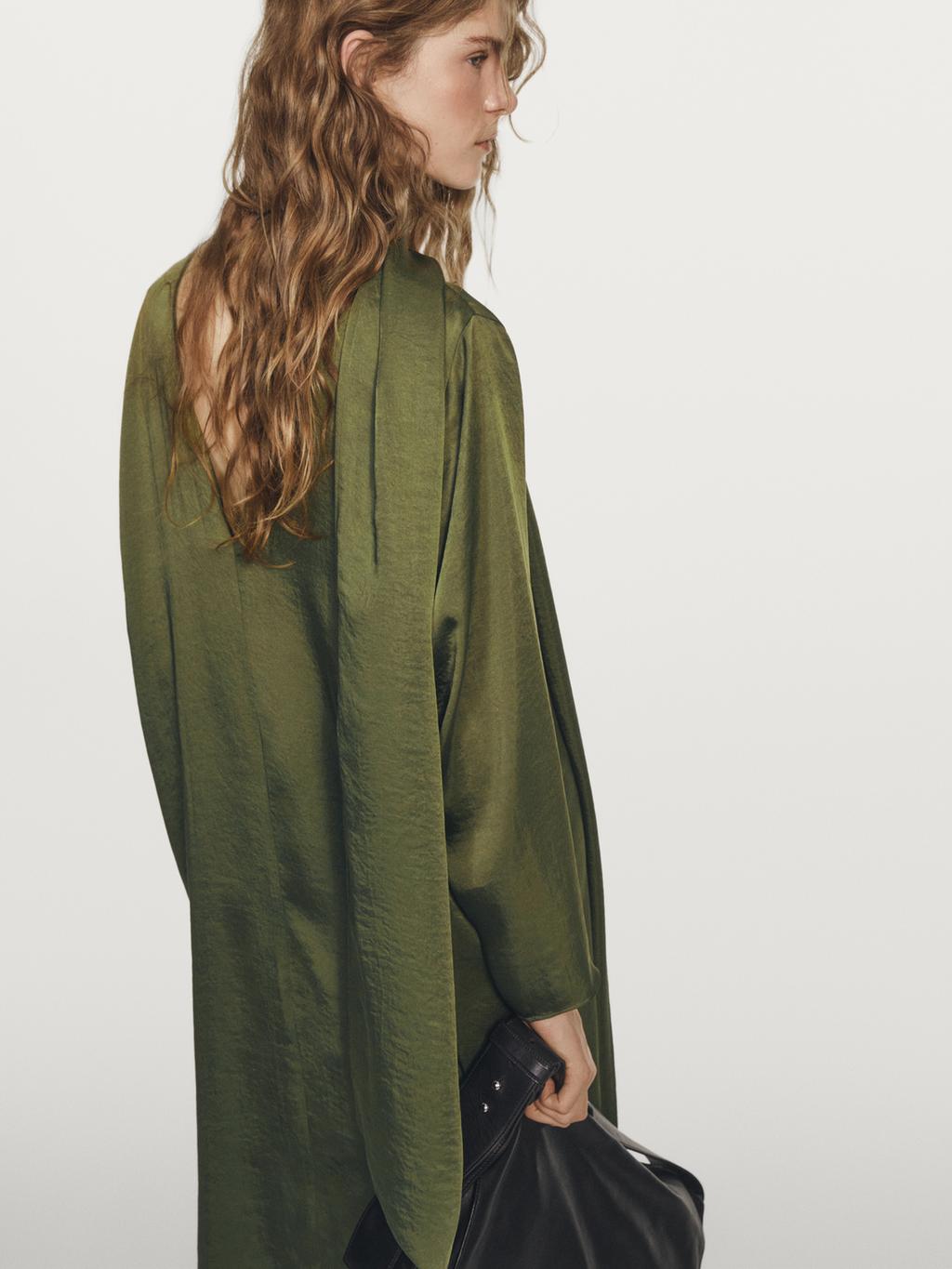 Long V-neckline blouse with tie detail - STUDIO