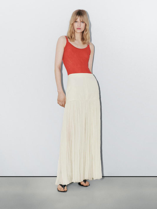 Long silk blend skirt with sash - STUDIO