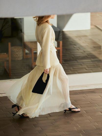 Long silk blend skirt with sash - STUDIO