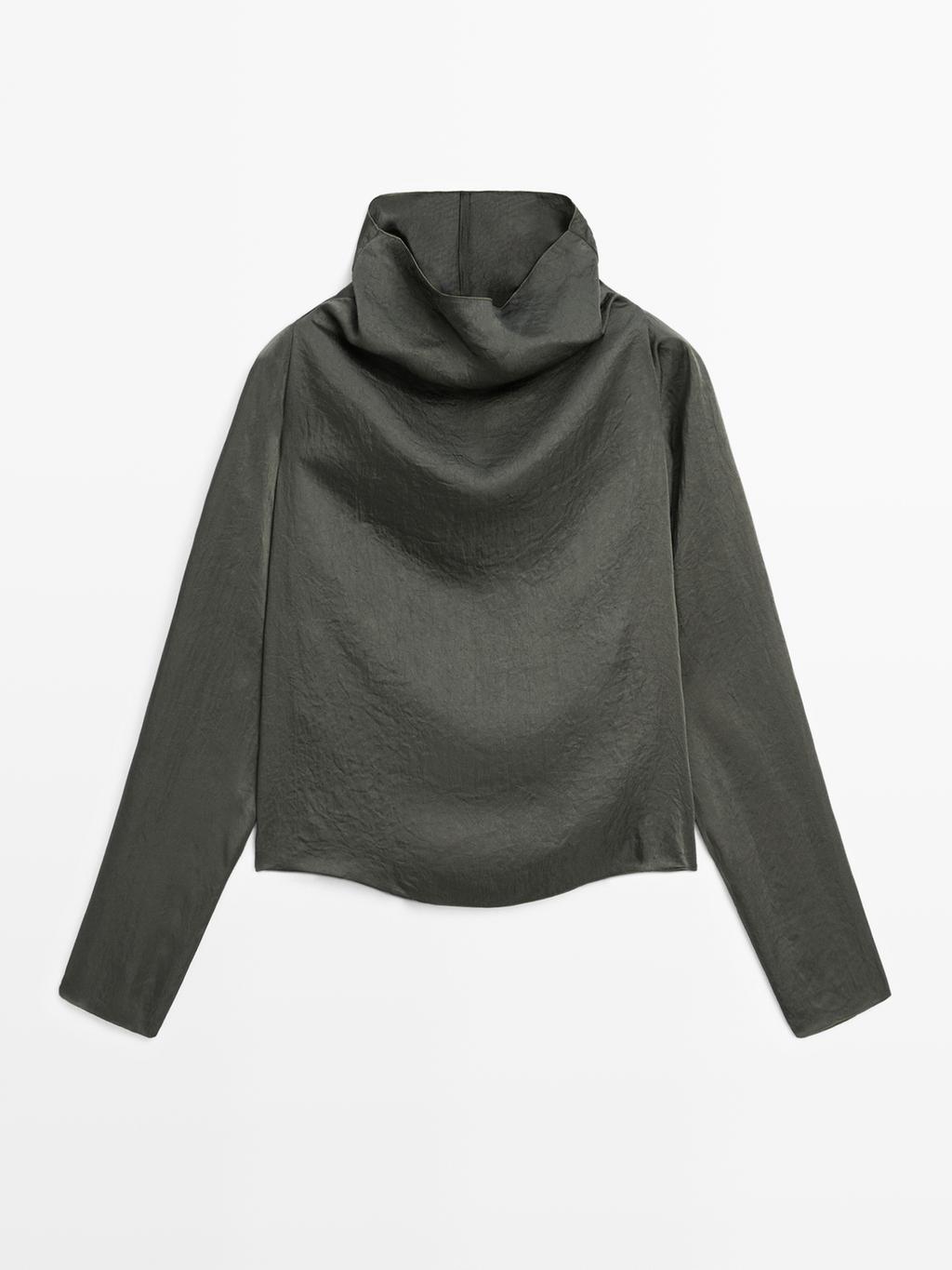 Flowing short satin blouse - STUDIO