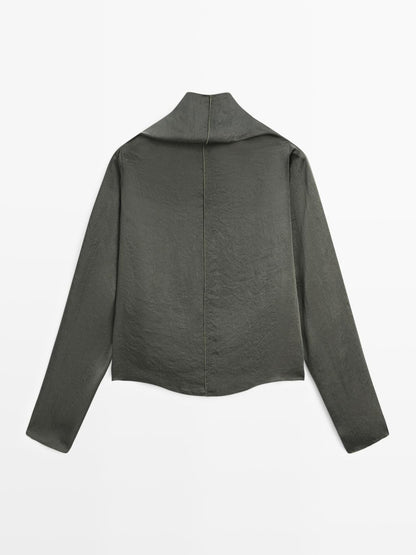 Flowing short satin blouse - STUDIO