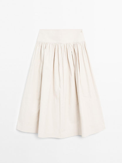 100% linen midi skirt with yoke - STUDIO