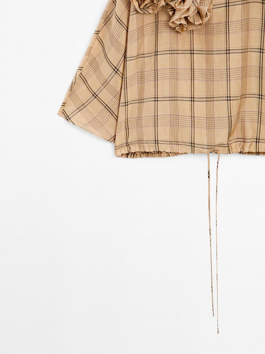 Blouse with floral and check print - STUDIO