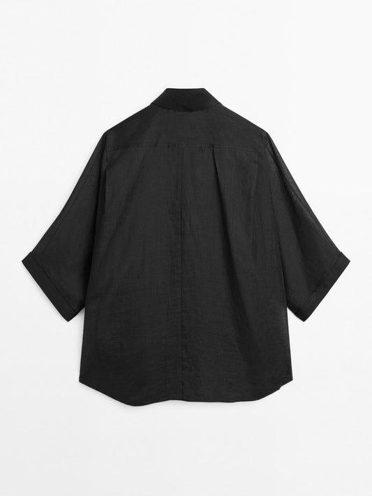 100% ramie batwing sleeve shirt - STUDIO