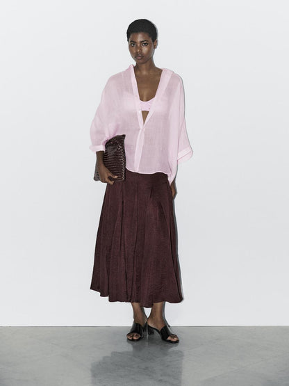 100% ramie batwing sleeve shirt - STUDIO