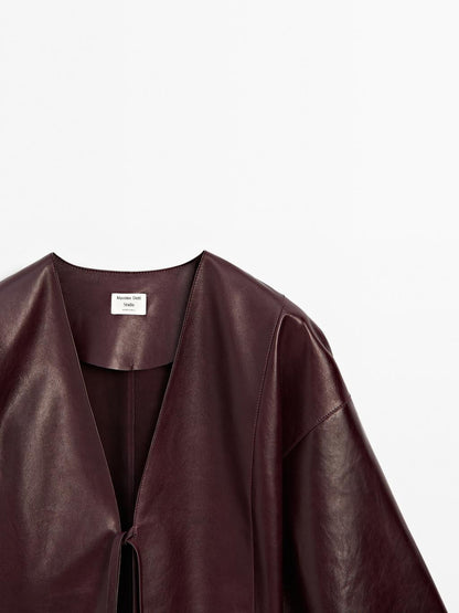 Nappa leather V-neck kimono - STUDIO