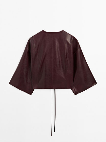 Nappa leather V-neck kimono - STUDIO