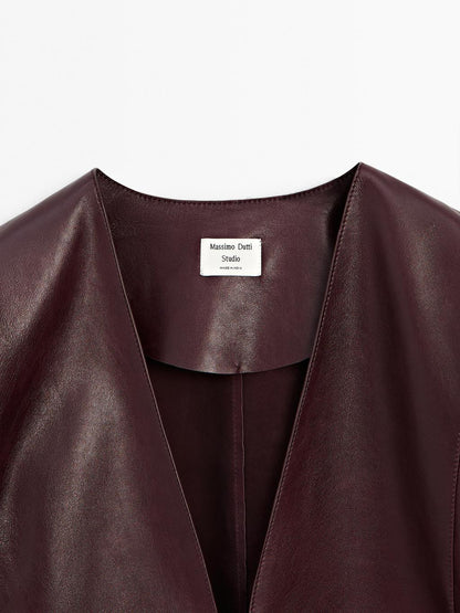 Nappa leather V-neck kimono - STUDIO
