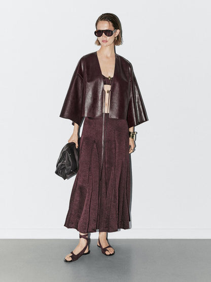 Nappa leather V-neck kimono - STUDIO