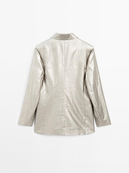 Metallic linen blend blazer - STUDIO