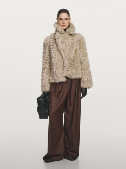 Short leather coat with fur - STUDIO