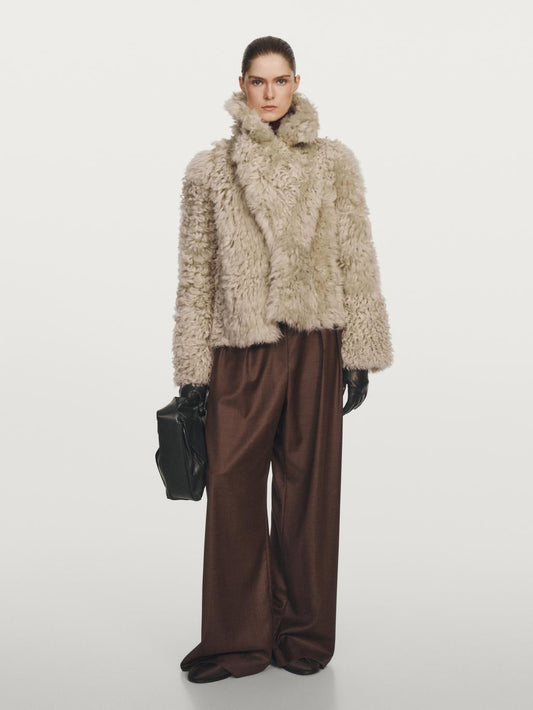 Short leather coat with fur - STUDIO