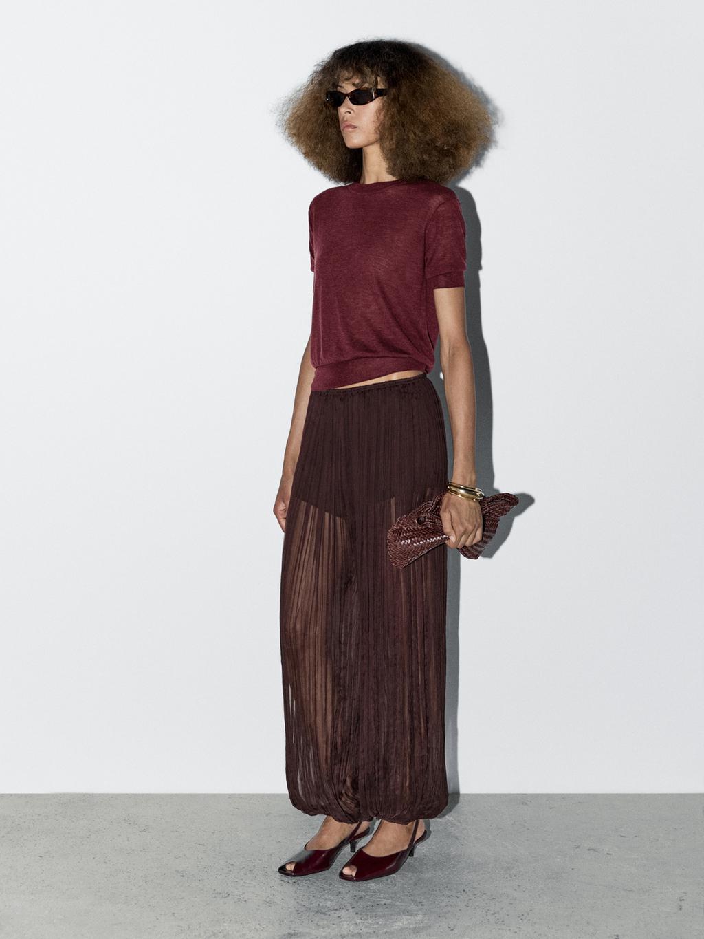 100% wool short sleeve fine knit sweater - STUDIO