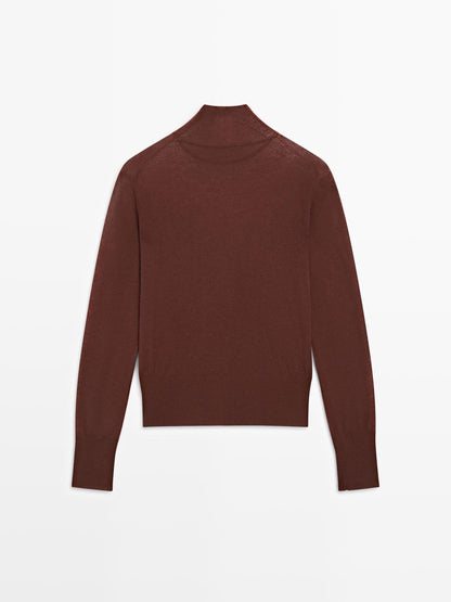 Knit 100% wool mock turtleneck sweater - STUDIO