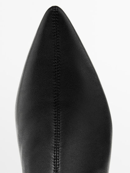 Stretch leather wedge ankle boots