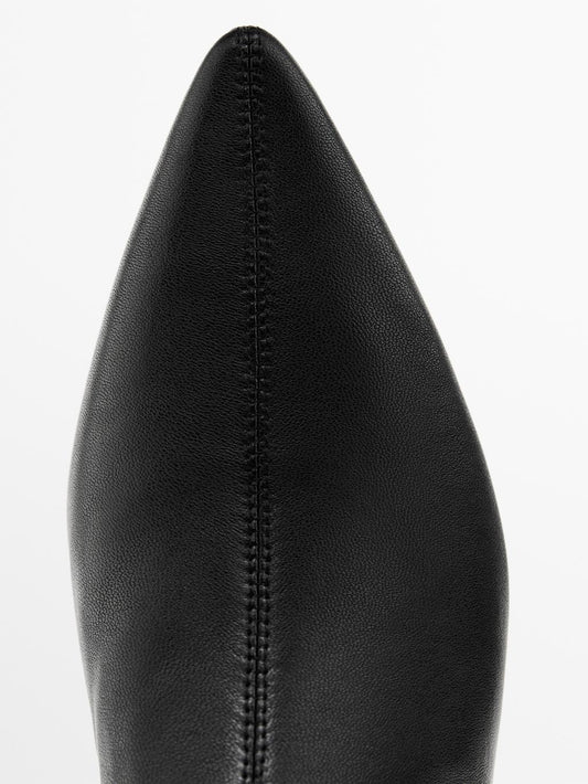 Stretch leather wedge ankle boots