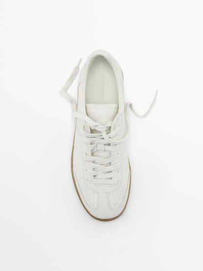 Crackled leather trainers