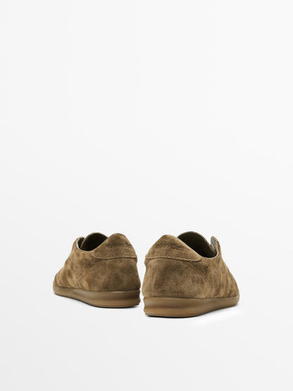 Split suede trainers