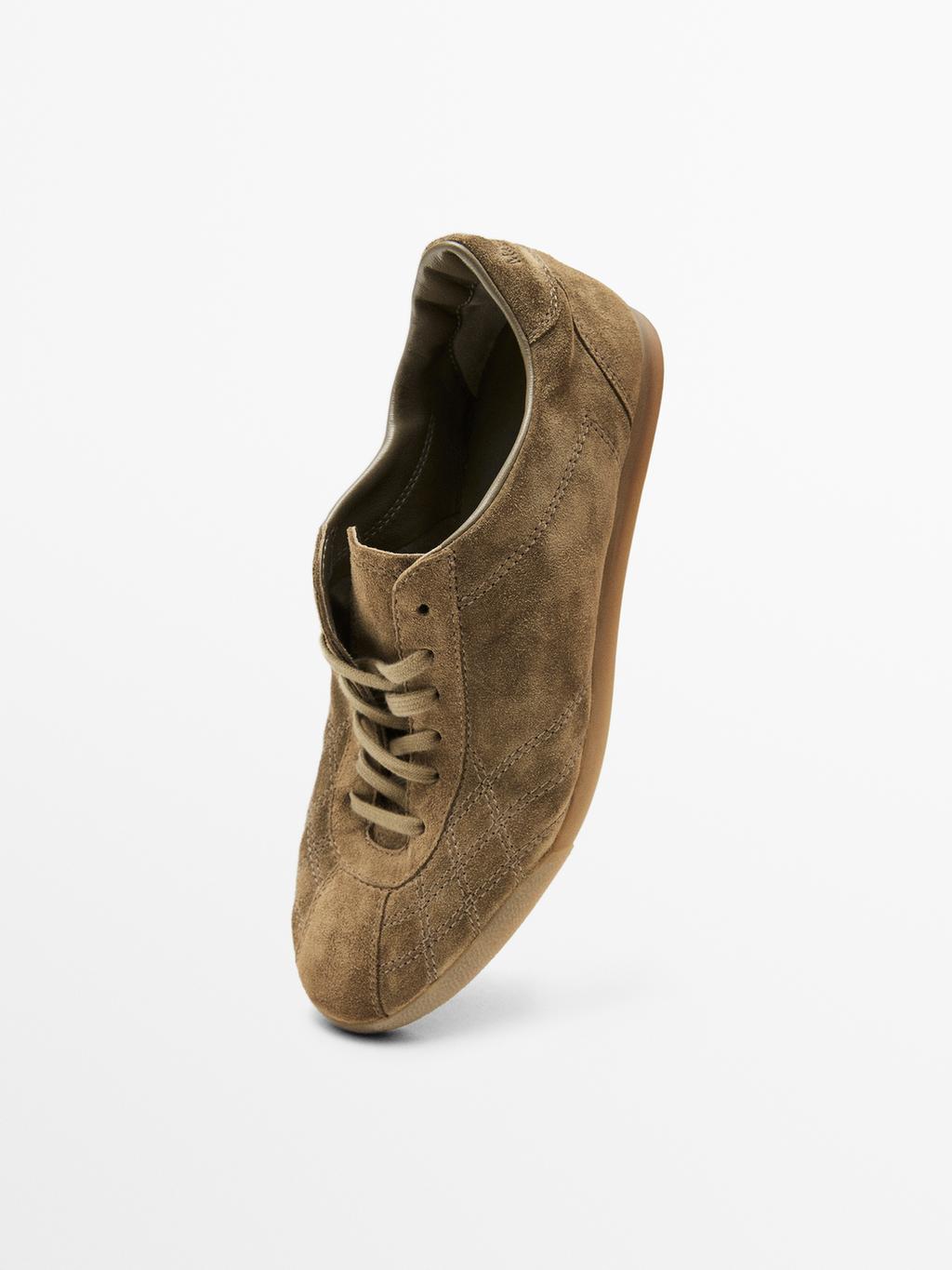 Split suede trainers
