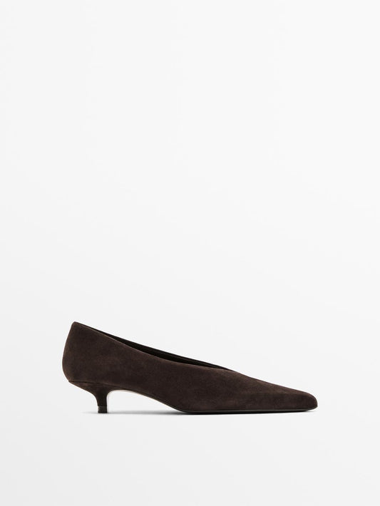 Soft suede high-heel court shoes