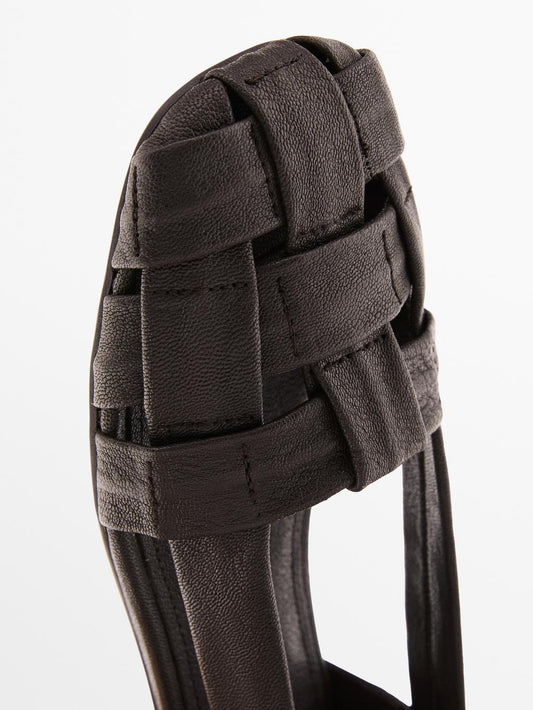 Soft leather cage sandals