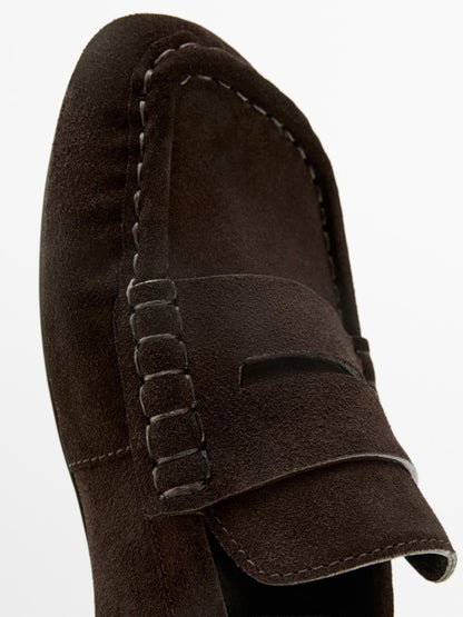 Split suede leather loafers