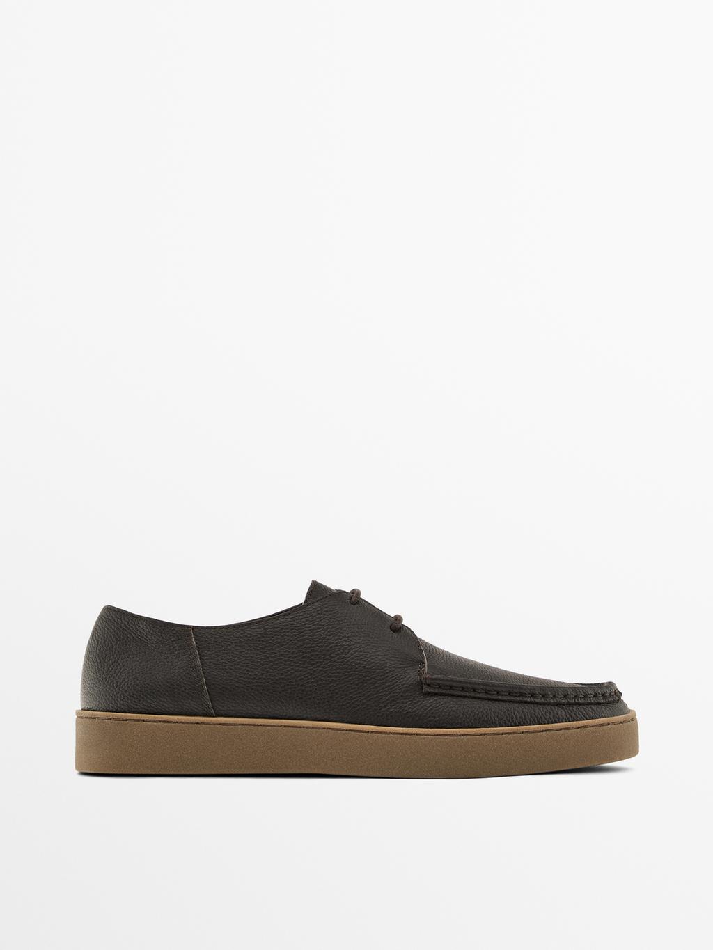 Tumbled nappa leather moc toe shoes