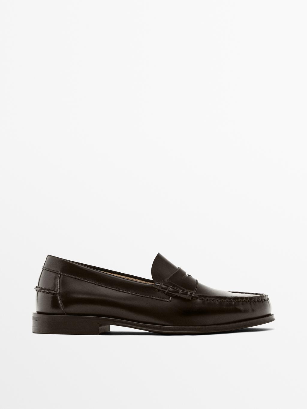 Leather loafers with penny strap